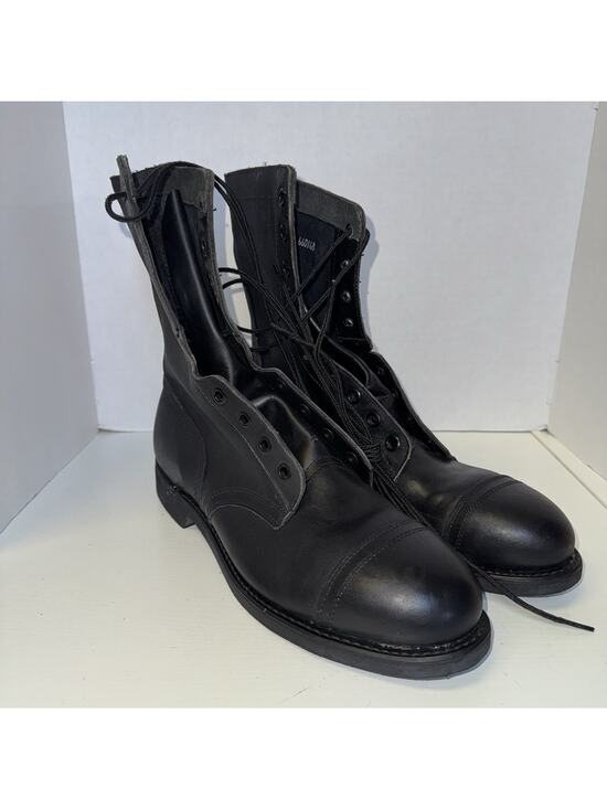 Vintage 88 Black 10.5 Leather Combat Boot COVE Military Steel-toe BILTRITE NWOB